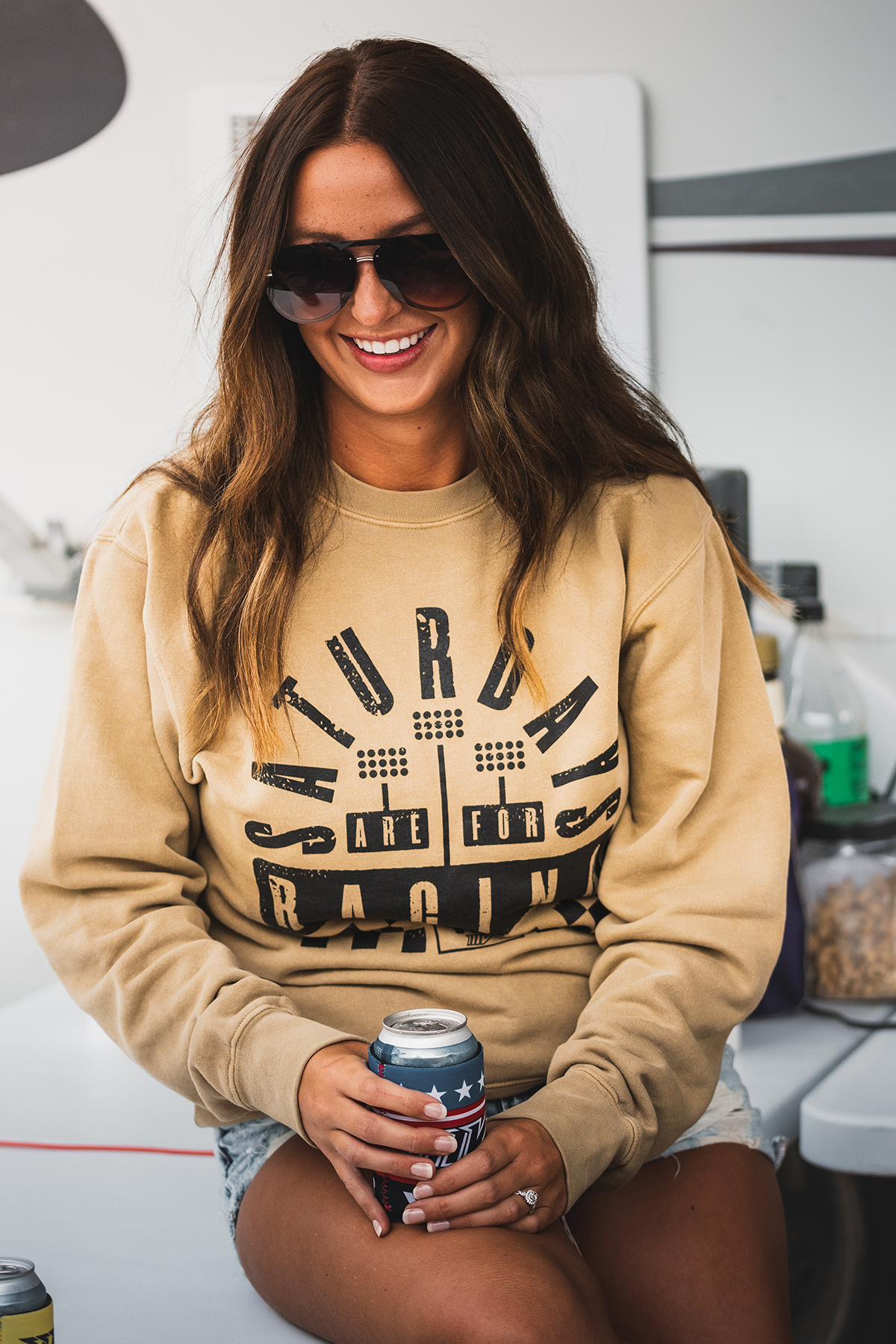 Saturday's are for Racing Crewneck Sweatshirt