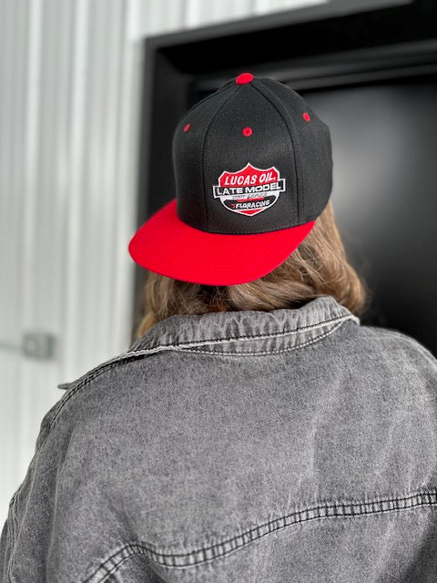 LUCAS OIL - Logo 110 Snapback Trucker Hat - Black / Red