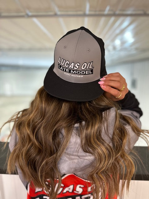 LUCAS OIL - Crew PTS30 Flexfit Flatbill Hat - Black / Grey