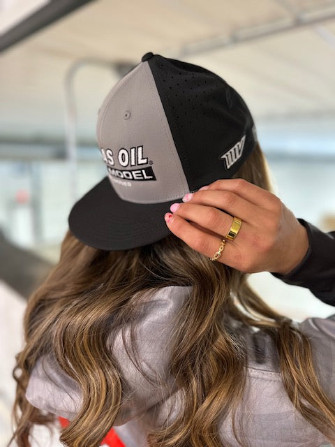 LUCAS OIL - Crew PTS30 Flexfit Flatbill Hat - Black / Grey